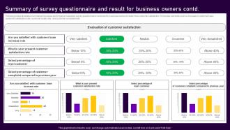 Summary Of Survey Questionnaire And Result For Business Owners Survey SS Informative Compatible