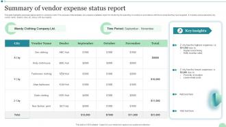 Summary Of Vendor Expense Status Report