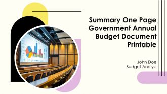 Summary One Page Government Annual Budget Document Printable PPT Guidelines AT
