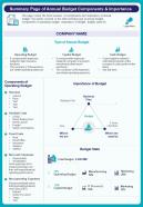 Summary one page of annual budget components and importance document ppt pdf doc printable