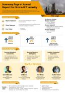 Summary Page Of Annual Report For Firm In ICT Industry Presentation Report Infographic PPT PDF Document
