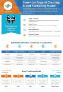 Summary Page Of Creating Brand Positioning Model Presentation Report Infographic PPT PDF Document