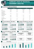 Summary page of financial statement analysis presentation report infographic ppt pdf document