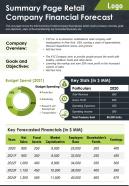 Summary page retail company financial forecast presentation report infographic ppt pdf document