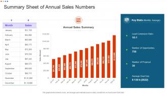 Summary Sheet Of Annual Sales Numbers