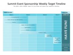 Summit event sponsorship weekly target timeline