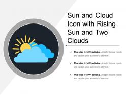 Sun and cloud icon with rising sun and two clouds
