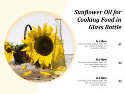 Sunflower oil for cooking food in glass bottle