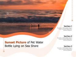 Sunset picture of pet water bottle lying on sea shore