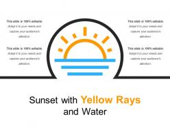 Sunset with yellow rays and water