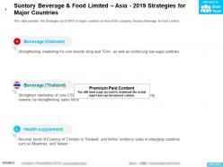 Suntory beverage and food limited asia 2019 strategies for major countries