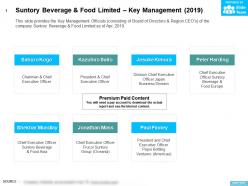 Suntory beverage and food limited key management 2019