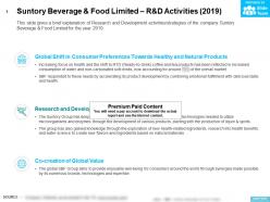 Suntory Beverage And Food Limited R And D Activities 2019