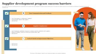 Supplier Development Program Success Barriers
