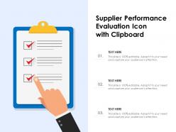 Supplier performance evaluation icon with clipboard