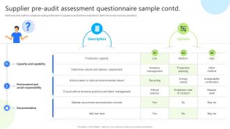 Supplier Pre Audit Assessment Enhancing Business Credibility With Supplier Audit Interactive Captivating