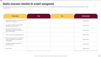 Supplier Quality Management Quality Assurance Checklist For Project Management Strategy SS V