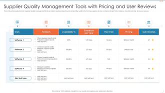 Supplier quality management tools with pricing and user reviews