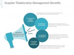 Supplier relationship management benefits ppt model