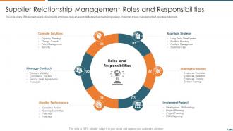 Supplier relationship management roles and vendor relationship management strategies