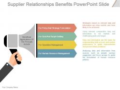 Supplier relationships benefits powerpoint slide