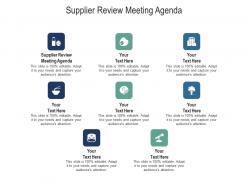 Supplier review meeting agenda ppt powerpoint presentation file show cpb