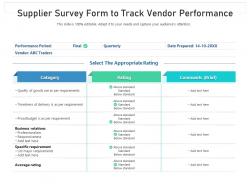 Supplier survey form to track vendor performance