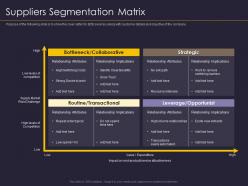 Suppliers segmentation matrix supplier relationship management strategy ppt guidelines