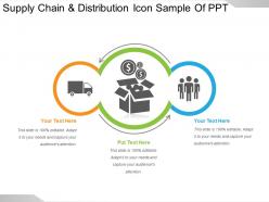 Supply chain and distribution icon sample of ppt