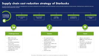 Supply Chain Cost Reduction Strategy Of Starbucks Cost Reduction Techniques
