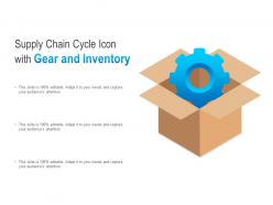 Supply chain cycle icon with gear and inventory