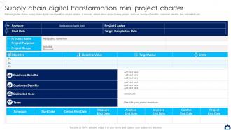 Supply Chain Digital Transformation Mini Project Charter Supply Chain Transformation Toolkit
