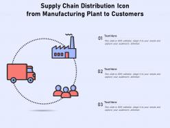 Supply chain distribution icon from manufacturing plant to customers