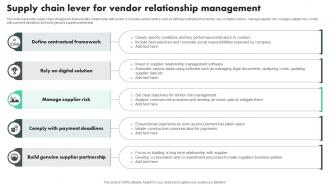 Supply Chain Lever For Vendor Relationship Management
