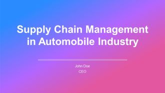 Supply Chain Management In Automobile Industry PPT Guidelines ACP