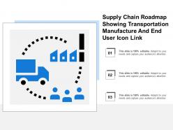 Supply chain roadmap showing transportation manufacture and end user icon link
