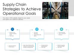 Supply chain strategies to achieve operational goals