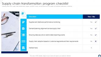 Supply Chain Transformation Program Checklist Supply Chain Transformation Toolkit