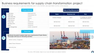 Supply Chain Transformation Toolkit Business Requirements For Supply Chain Transformation Project