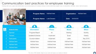 Supply Chain Transformation Toolkit Communication Best Practices For Employee Training