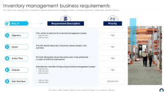 Supply Chain Transformation Toolkit Inventory Management Business Requirements