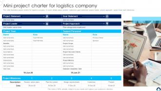 Supply Chain Transformation Toolkit Mini Project Charter For Logistics Company