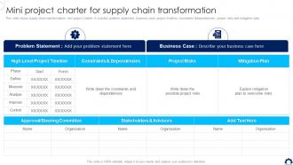 Supply Chain Transformation Toolkit Mini Project Charter For Supply Chain Transformation