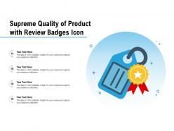 Supreme quality of product with review badges icon