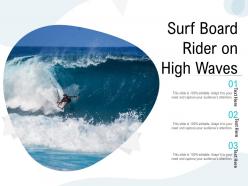 Surf board rider on high waves
