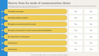 Survey Form For Mode Of Communication Choice