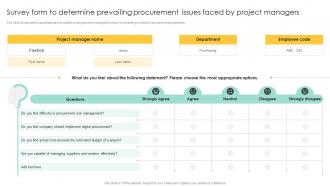 Survey Form To Determine Prevailing Procurement Management And Improvement Strategies PM SS