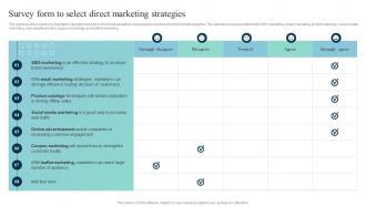 Survey Form To Select Direct Leveraging SMS Marketing Strategy For Better MKT SS V
