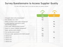Survey questionnaire to access supplier quality