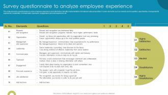 Survey Questionnaire To Analyze Employee Experience Enhancing Workplace Culture With EVP